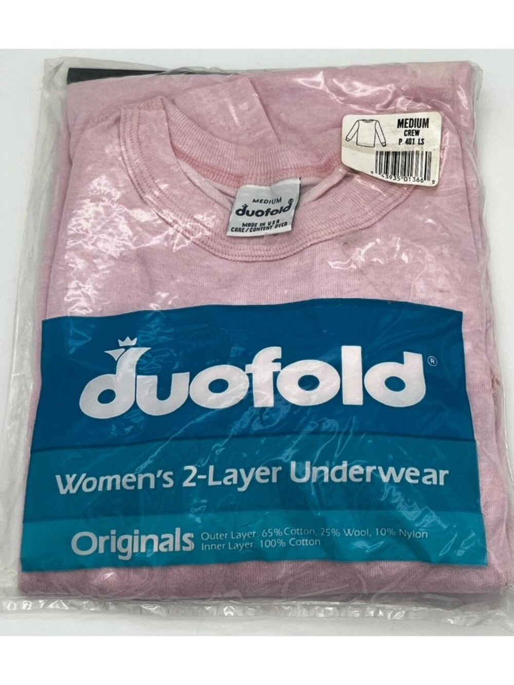 Duofold Women's 2 Layer Underwear Crew Top Size M Pink Base Layer NEW